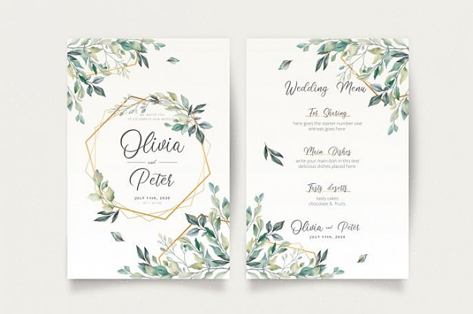 Wedding Chicks offre un modello di menu nuziale tradizionale con monogramma