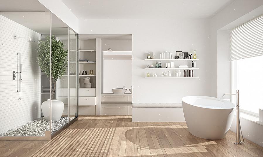 Ottieni una sensazione legnosa con questa idea di design per il bagno